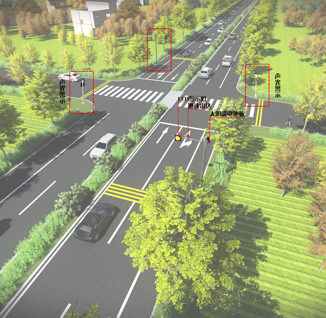 村鎮平交路口主干道車輛警示系統